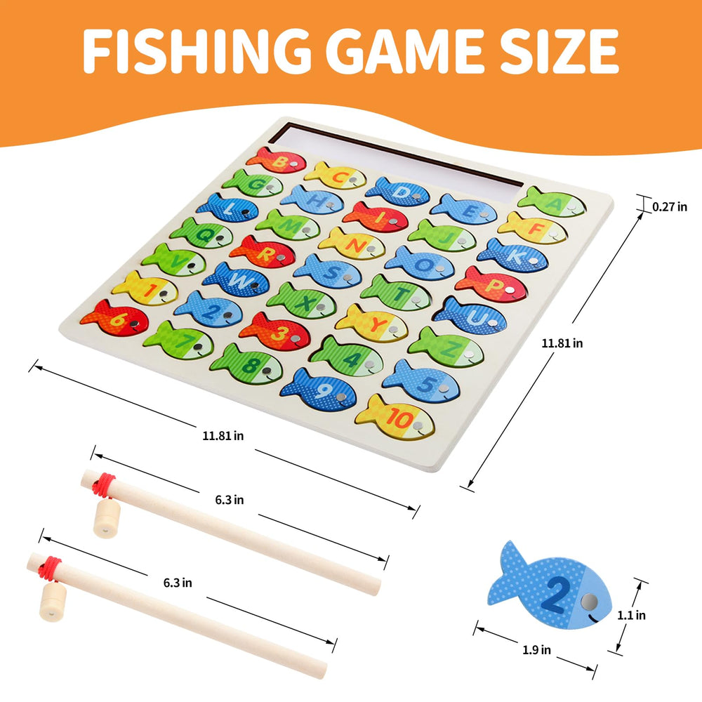 Diaodey wooden magnetic fishing game with number fish for numeracy practice
