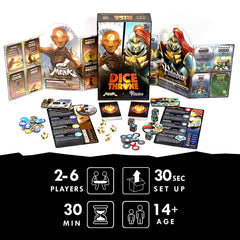 Dice Throne Monk portrait with custom dice, ideal for precise battle planning.