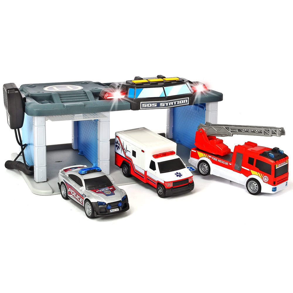 Dickie Toys Rescue Station front view with inviting lights for immersive play