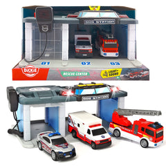 Dickie Toys Rescue Station side view highlighting compact design