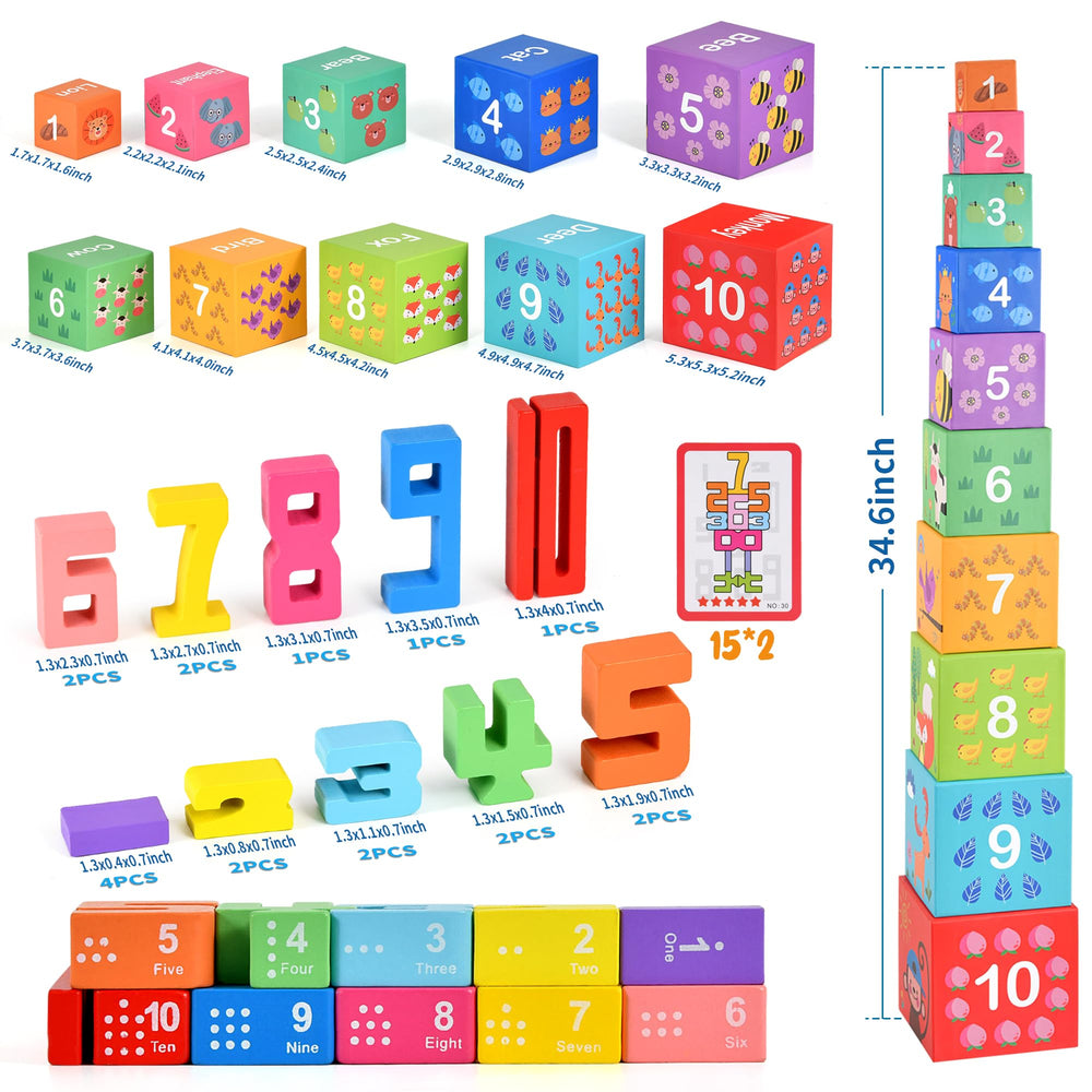 DICROON nesting boxes with colorful patterns for sorting and nesting activities