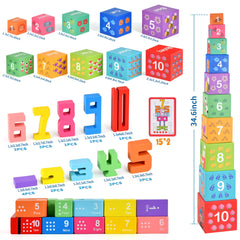 DICROON nesting boxes with colorful patterns for sorting and nesting activities