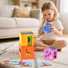 DICROON wooden blocks with safe rounded corners for worry-free toddler play.