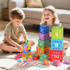 DICROON toddler stack blocks with detailed wood texture for stacking play