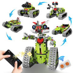 DIEBA 5-in-1 robot kit assembled for modular play and creativity.