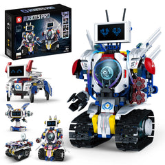 DIEBA Building 5-in-1 robot toy being assembled for hands-on learning.