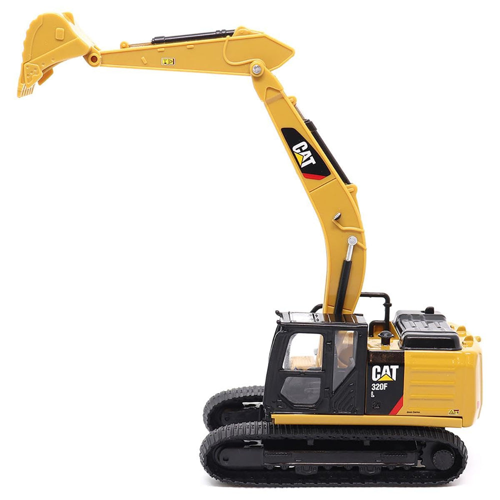 Diecast Masters 320F L bucket motion highlights functional realism.