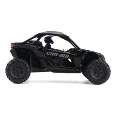 BRP Maverick X3 Turbo RR side profile showcases sleek silhouette and rugged tires.