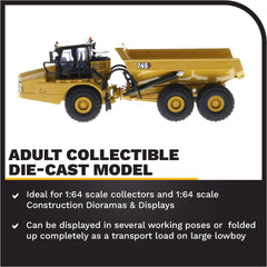 Diecast Masters Cat 745 rear view emphasizes durable metal build and moving parts