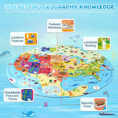 DIGOBAY 50 states with capitals puzzle highlights landmarks and cultural features.