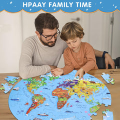 Finished round puzzle measures 22.8 inches with ample play space.