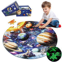 DIGOBAY glow-in-the-dark solar system puzzle shows glowing planets for night-time curiosity.