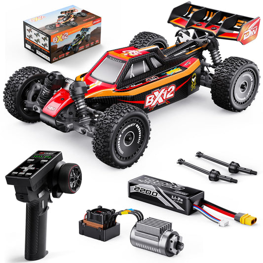 Dikavey 1/12 brushless RC car front view showing speed potential and sleek design.