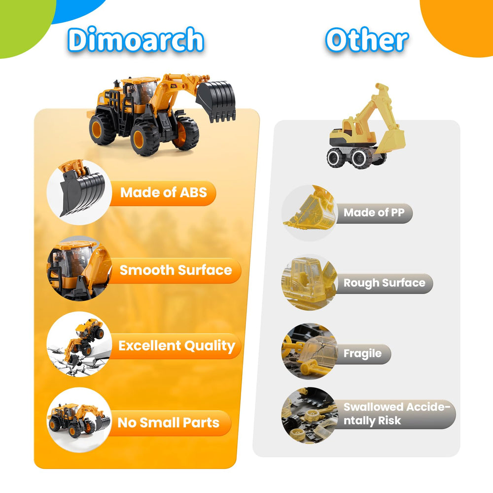 Dimoarch bulldozer toy truck supports tactile exploration on sand.