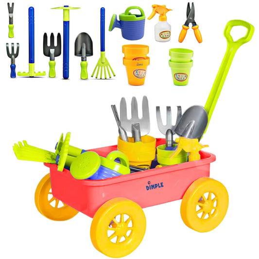 Dimple Garden Wagon & Tools front view for durable kids gardening play