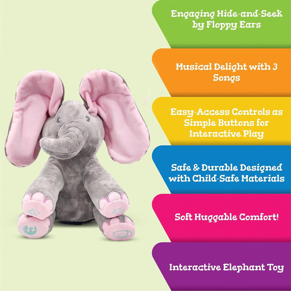 Child hugging Kaia elephant plush for comforting companionship.