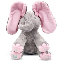 Kaia elephant peek-a-boo action engaging babies.