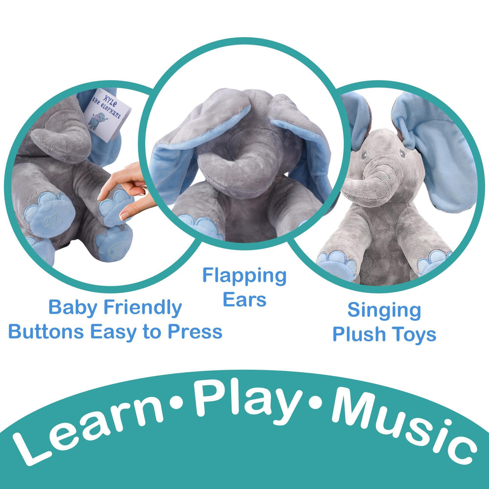 Dimple Kyle Elephant Toy volume controls enable gentle sound adjustment.