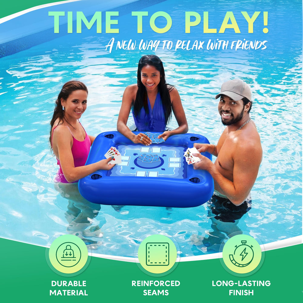 DIMROM multi-use surface hosts games, snacks, and drinks on water