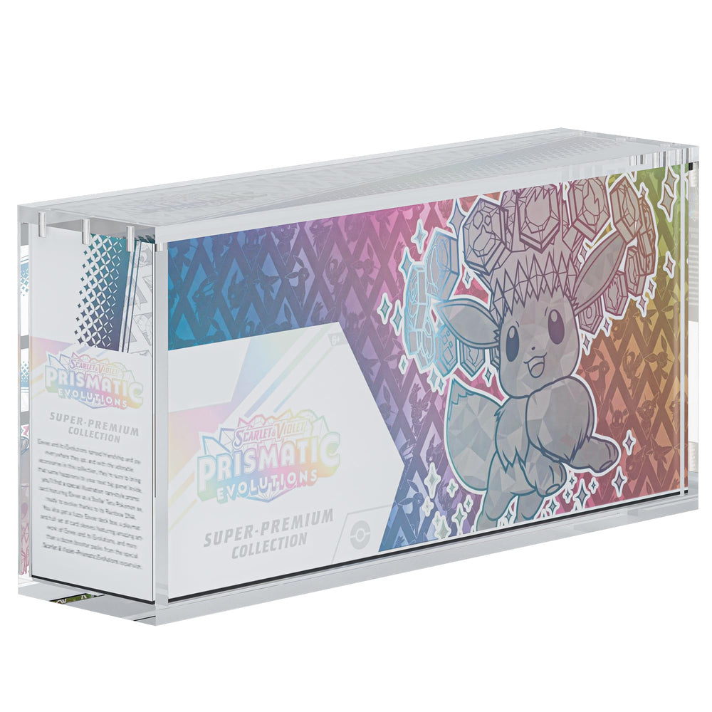 Dinavio Crafthouse Prismatic Evolutions acrylic display case with magnetic lid for dust-free presentation.