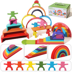 Dinhon rainbow stack blocks arranged for vibrant open-ended play and creative exploration