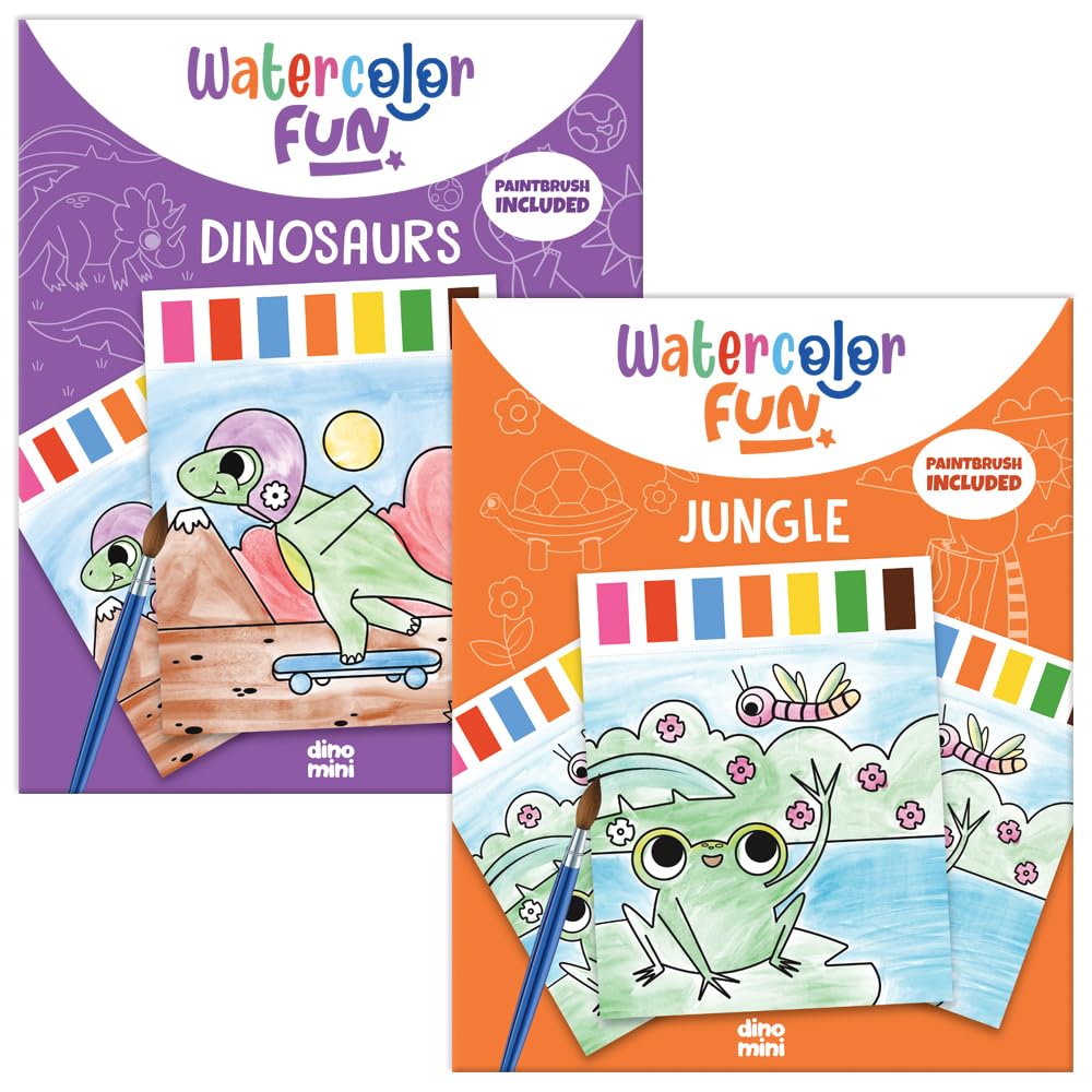 DINO MINI Watercolor Fun Pack cover invites kids to start mess-free painting adventures.