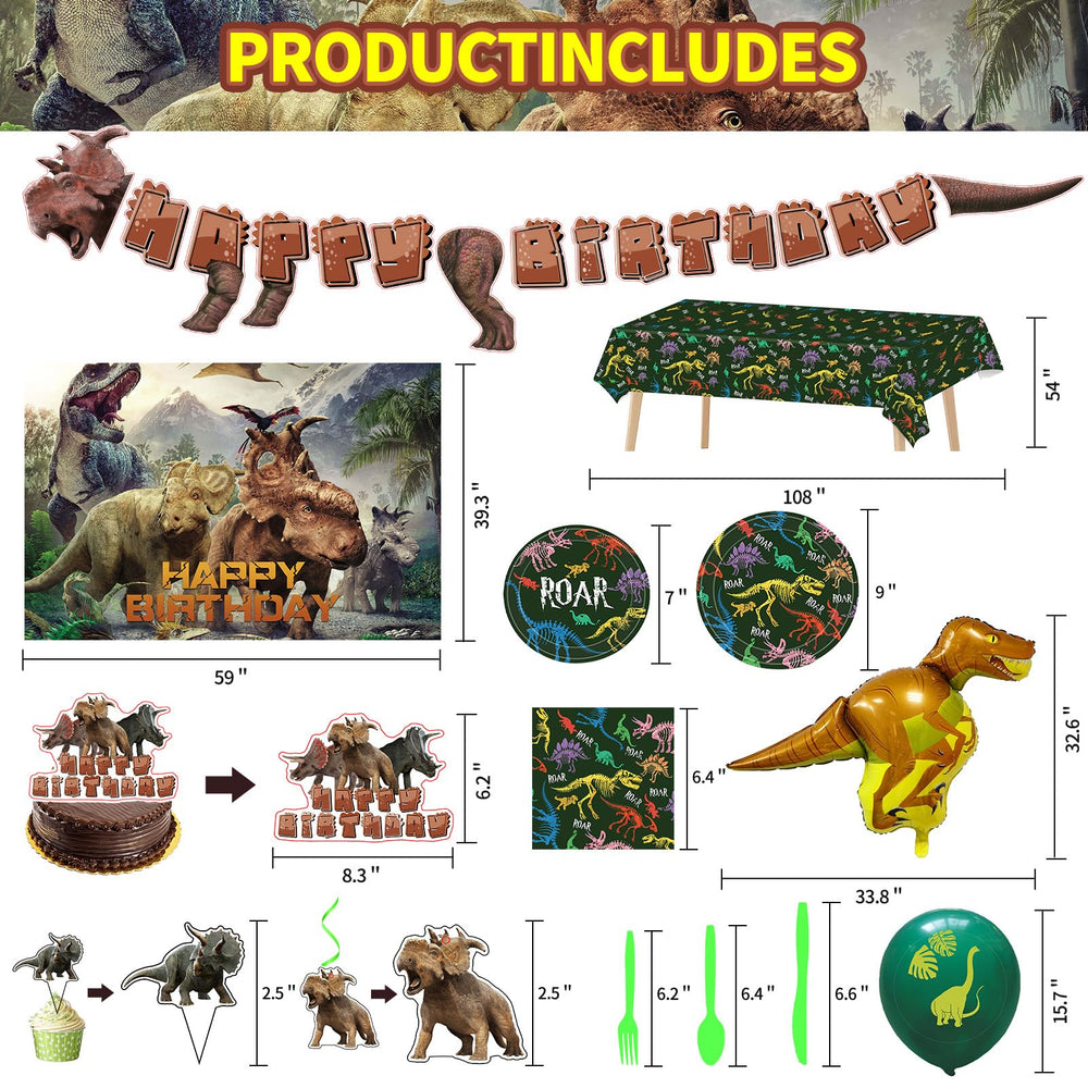 Dinosaur Birthday Party Supplies backdrop creates immersive scene and quick setup.