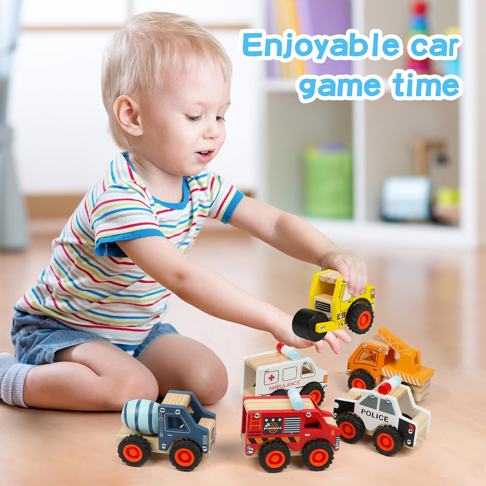 DIPALENT fire truck wooden car encourages creative scenarios and color recognition
