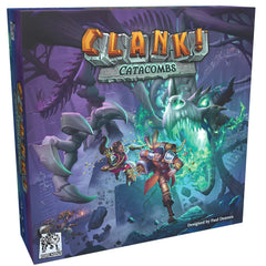 Dire Wolf Clank! Catacombs tile-placement shows modular dungeon setup for varied gameplay.