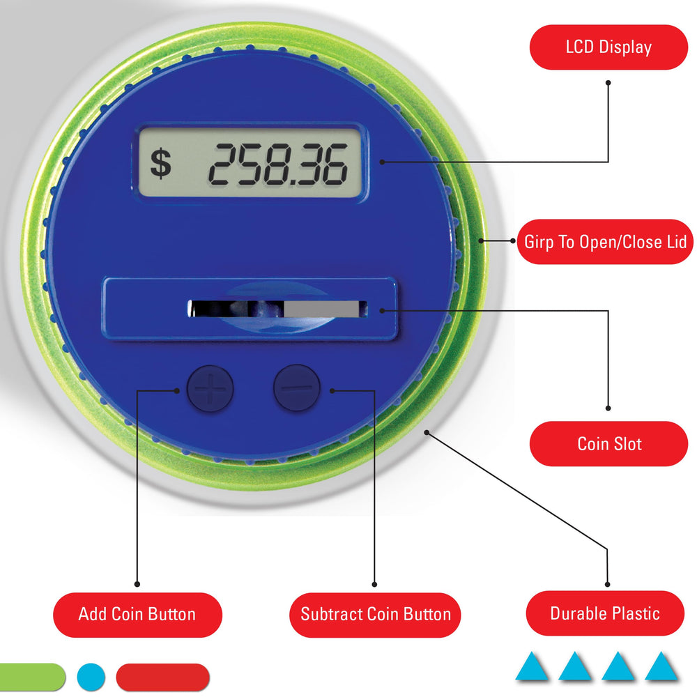Discovey Digital Coin Counter accepts US coins for accurate tracking.