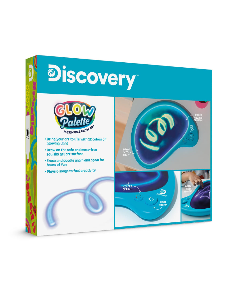 Discovery Glow Palette kids creating glowing art with ease.