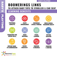Discovery Toys Boomerings encourage fine motor skills through linking and pulling games.