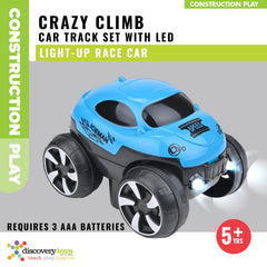 Discovery Toys LED race car climbs tall blocks with grip design