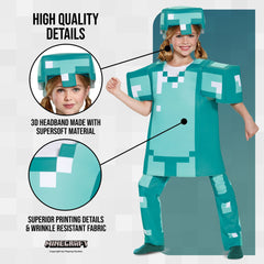 Disguise Minecraft Diamond Armor hat with inner cap stays in place during active play