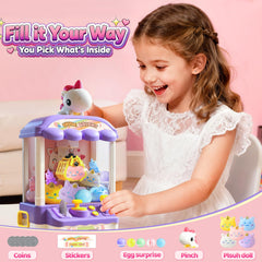 DISHIO claw machine showcasing customizable prize options for play sessions.