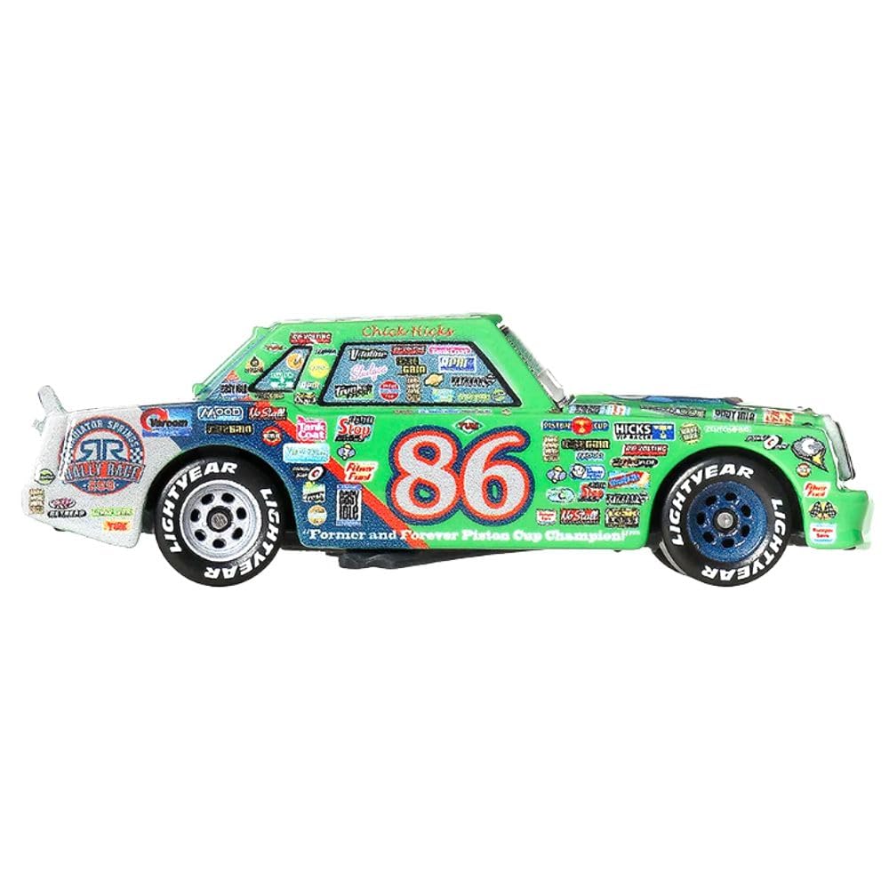 Disney Cars Chick Hicks 1:55 diecast with packaging close-up for gifting ideas.
