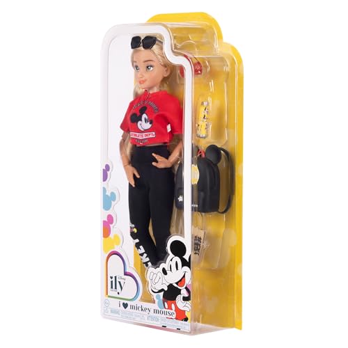 Disney ILY 4Ever Mickey outfit showing cropped tee and red sneakers.
