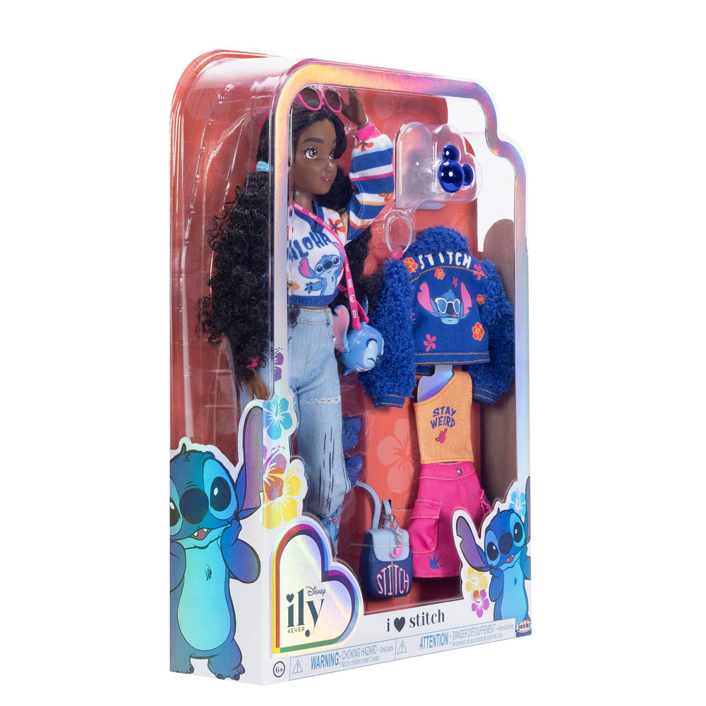 Disney ILY 4Ever Stitch slip-on sandals complete the outfit.