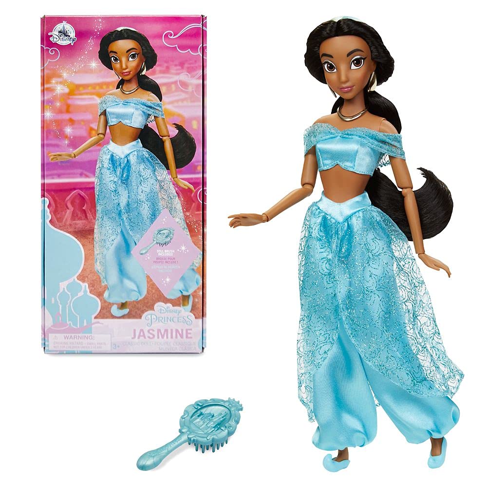 Disney Store Jasmine doll in a deluxe satin costume ready for imaginative play.