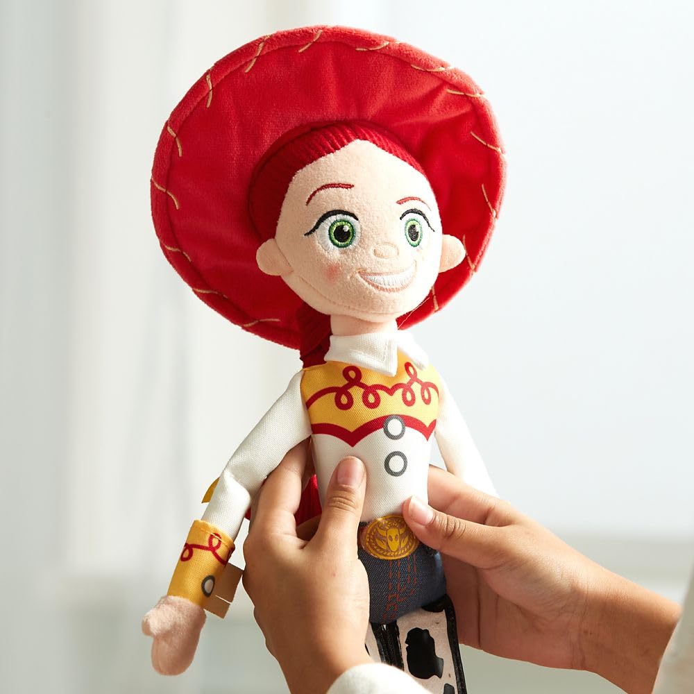 Disney Store Jessie plush wearing denim jeans for classic outfit recreation