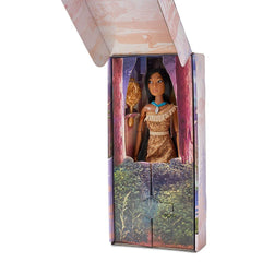 Pocahontas doll wearing simulated suede dress with fringe details