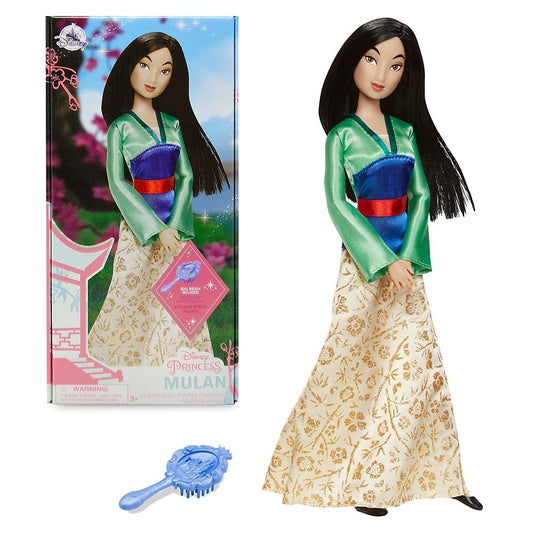 Disney Store Mulan doll face close-up highlighting brave expression for storytelling