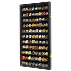 DisplayGifts military coin display case front view in black finish