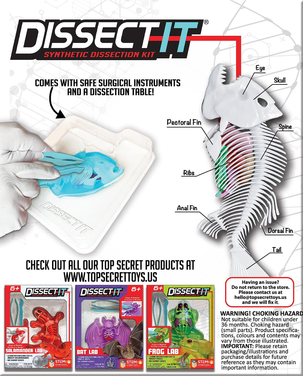 Dissect-It Piranha dissection table shown with tools for hands-on study