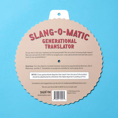 Dissent Pins Slang-o-Matic on a desk as a playful chat accessory.