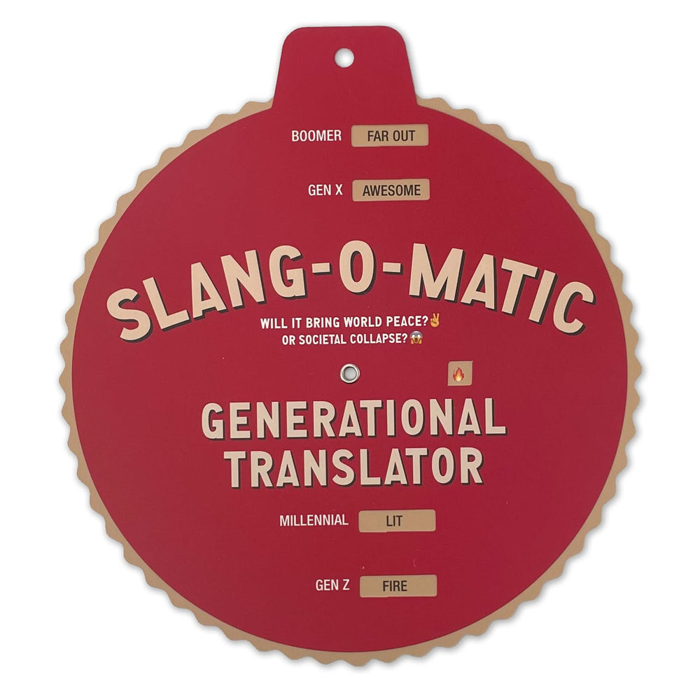 Dissent Pins Slang-o-Matic wheel closeup showing slang translation in action.