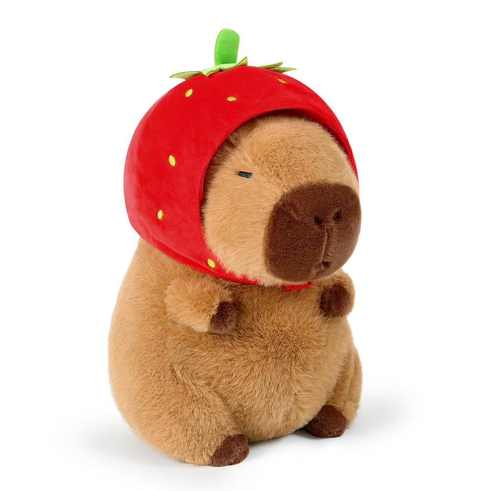 Ditucu cute capybara plush with strawberry hat for cozy hugs.