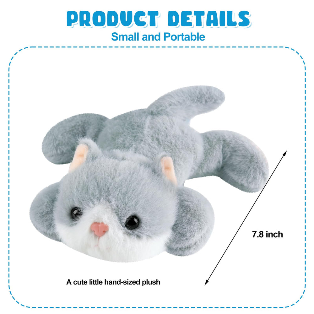 Ditucu cute cat plush full body gray, soft kid companion