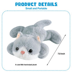 Ditucu cute cat plush full body gray, soft kid companion