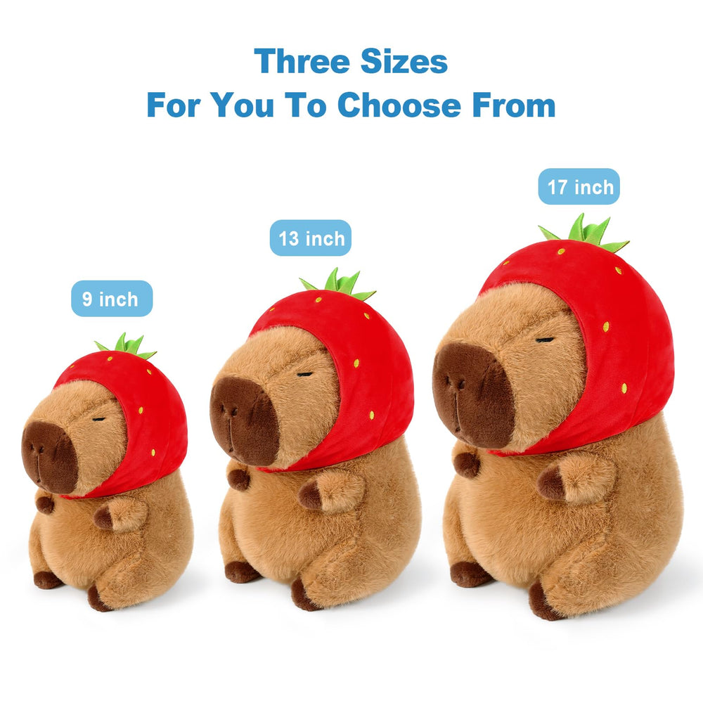 Ditucu detachable strawberry headwear on capybara plush for playful dress-up.